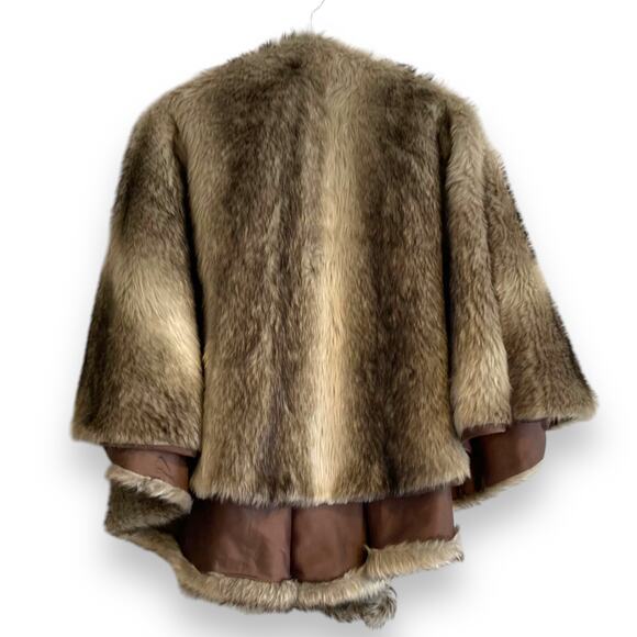 Vintage Faux Fur Gray White Shawl Stole Tie Front Classy Chic Holiday One Size - Picture 2 of 16